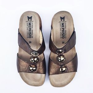 Adua Bronze Antique Leather Embellished Sandals